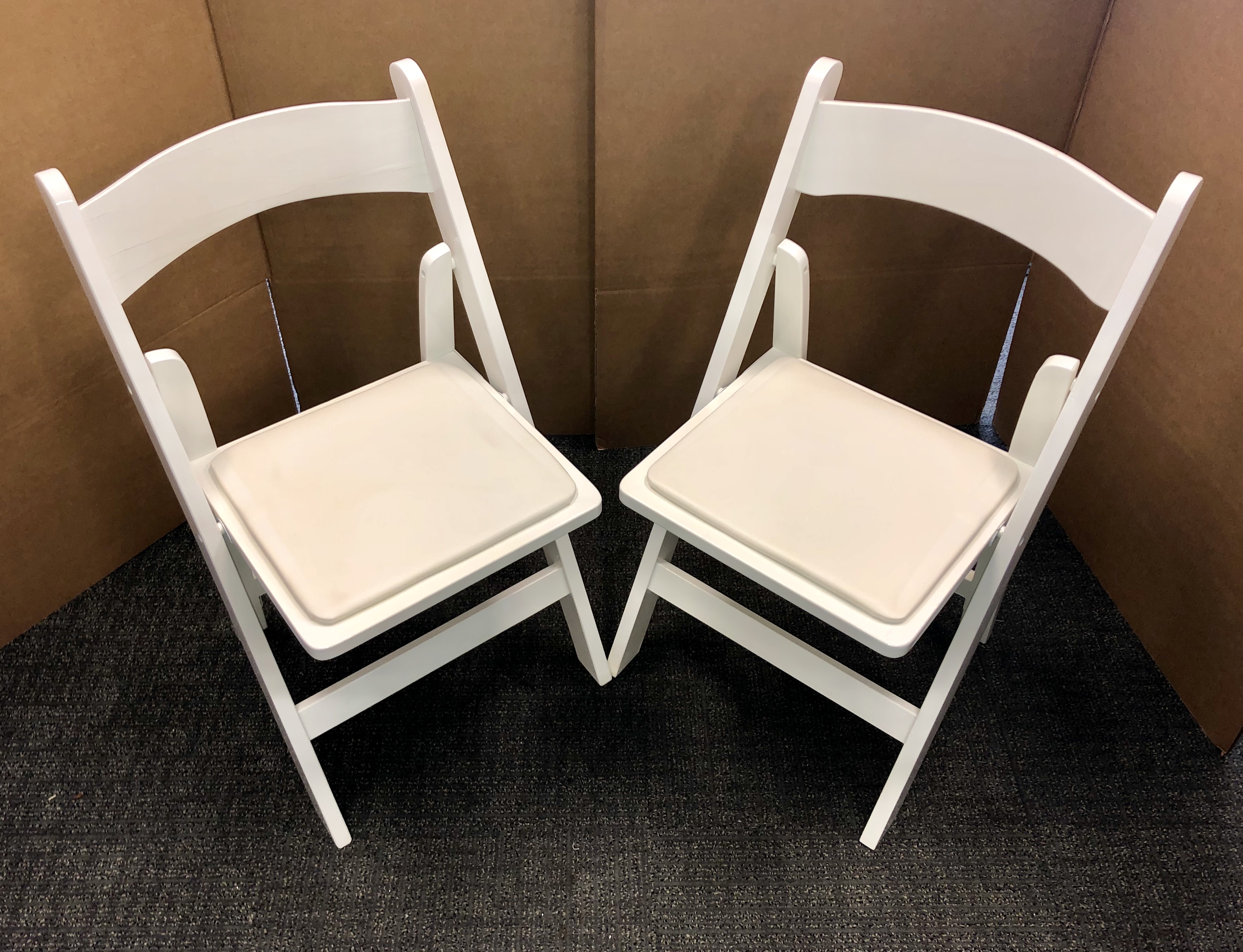 White Wooden Padded Folding Chairs Predominantly Office